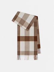 Fringe Detail Checked Wool Scarf