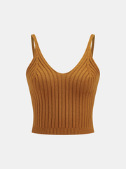 Turtleneck Overlay and Cami Top Knit Two-Piece Set