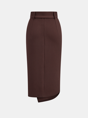 Belted Asymmetric Midi Skirt