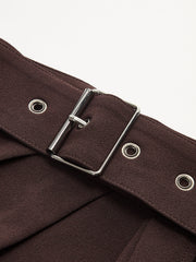 Belted Asymmetric Midi Skirt