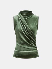 Velvet Draped Sleeveless Top