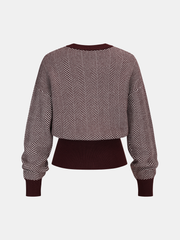 Cinched Waist Herringbone Sweater