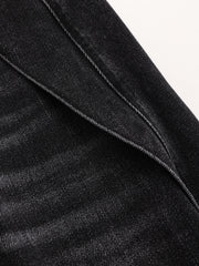 Washed Denim Curved-Leg Jeans