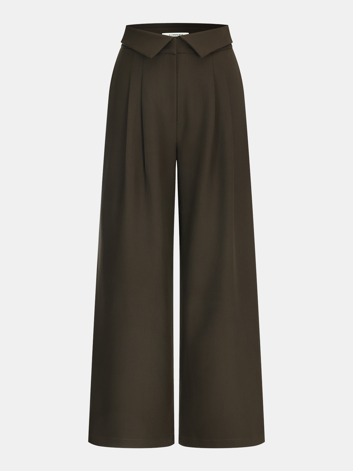 Fold-Over Waistband Straight-Leg Pants