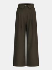 Fold-Over Waistband Straight-Leg Pants