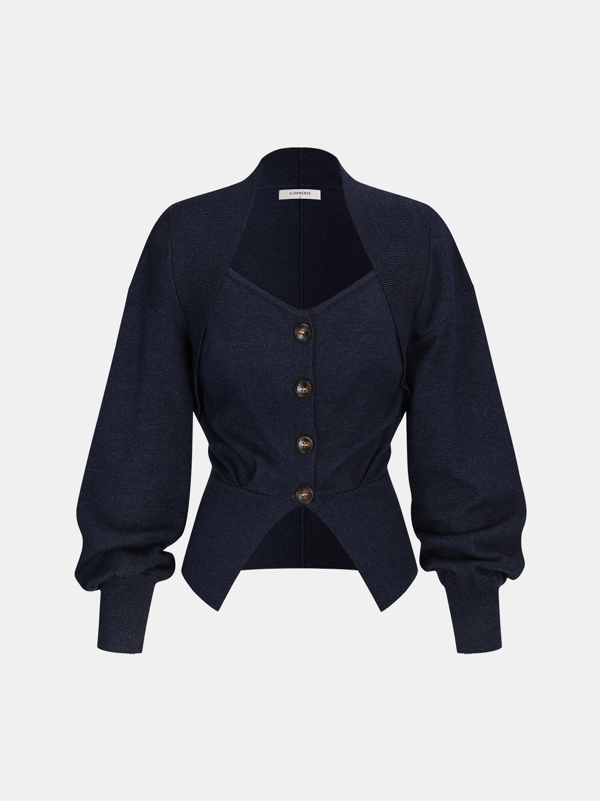 Cinched Waist Button-Front Knit Cardigan