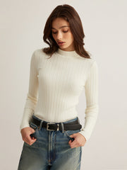 Mock Neck Ribbed Knit Top