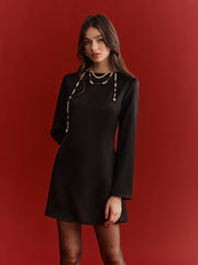 Bow Detail Satin Backless Mini Dress