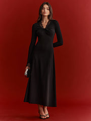 Lace Trim Twist Maxi Dress