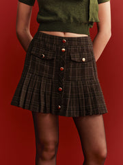 Plaid Wool-Blend Mini Skirt