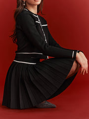 Contrast Trim Pleated Mini Skirt