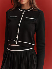 Contrast Trim Cropped Cardigan