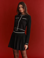 Contrast Trim Cropped Cardigan