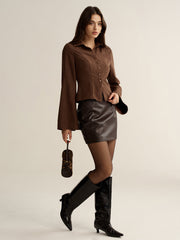 Pinstripe Cropped Fitted Shirt