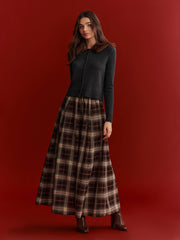 Plaid Flared Maxi Skirt