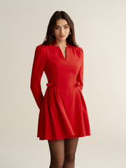 V-Neck Bow Detail Mini Dress