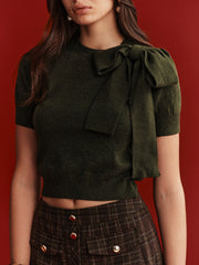 Bow Detail Knit Crop Top