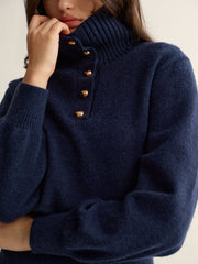 Metal Button Polo Sweater