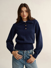 Metal Button Polo Sweater