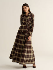 Asymmetric Plaid Wrap Fitted Shirt