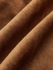 Draped Slit Suede Effect Midi Skirt