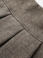 Herringbone Tweed Pleated Mini Skirt