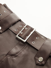 Belted Faux Leather Mini Skirt