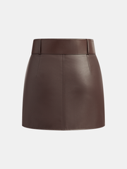 Belted Faux Leather Mini Skirt