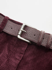 Belted Corduroy Straight-Leg Pants
