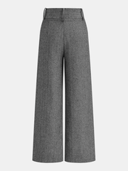 Belted Herringbone Wide-Leg Pants