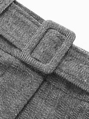 Belted Herringbone Wide-Leg Pants