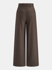 Belted Pinstripe Mid-Waist Wide-Leg Pants