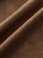 Plaid Panel Suede Effect Midi Skirt with Belt