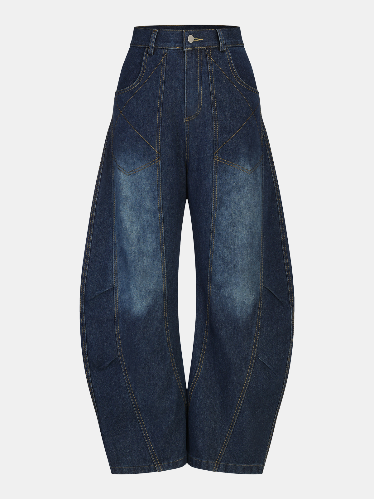 Mid-Waist Denim Curved-Leg Jeans
