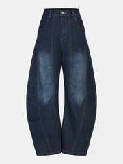 Mid-Waist Denim Curved-Leg Jeans