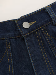 Mid-Waist Denim Curved-Leg Jeans