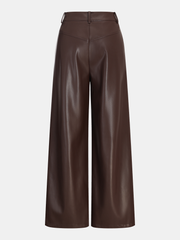 Faux Leather Wide-Leg Pants