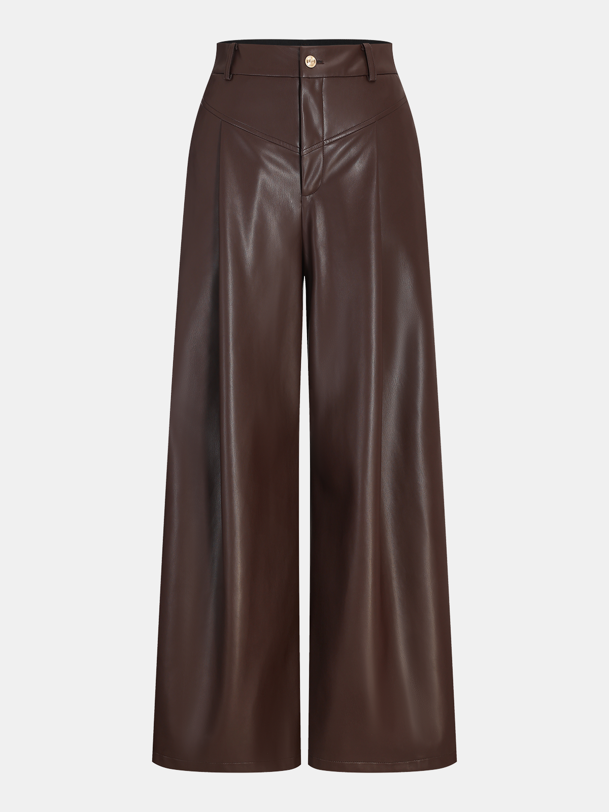 Faux Leather Wide-Leg Pants
