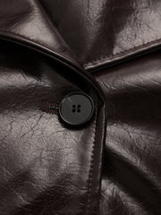 Belted Faux Leather Trench Coat