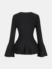 Flared Sleeve Peplum Knit Top