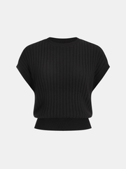 Knit Cap Sleeve Top and Midi Skirt Set