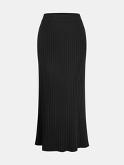 Knit Cap Sleeve Top and Midi Skirt Set