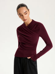 Cross Ruched Long Sleeve Top