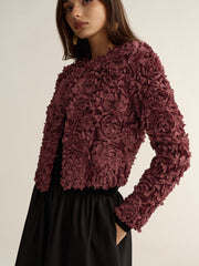 3D Floral Cropped Jacket
