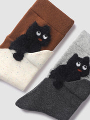 Cat Graphic Detail Mid-Calf Socks