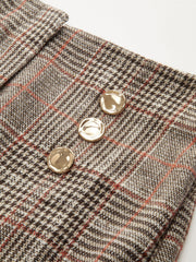 Metal Detail Slit Plaid Wide-Leg Pants