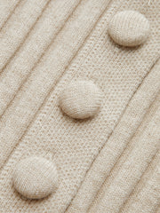 Button-Front Ribbed Knit Cardigan with Scarf