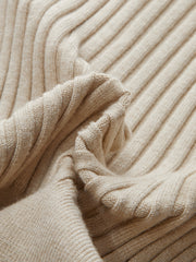 Button-Front Ribbed Knit Cardigan with Scarf