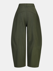 Mid-Waist Curved-Leg Pants