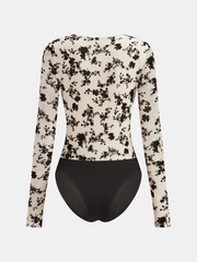 Metal Detail Floral Print Bodysuit